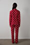 Red Bear Pattern Shirt Collar Long Sleeve Cotton Pajama Set - 4