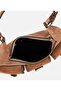 Women's Suede Leather Tan Pocket Buckle Shoulder Bag - 8