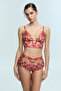 Bright Red Rhea Floral Low Waist Shorts
