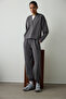 Anthracite Hooded Modal Crop Sweatshirt - 3