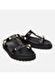 Women's Leather Black Stone Slippers - 2