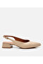 Women's Leather Beige Open Back Ballerinas