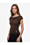 Slim Fit Cotton Boat Neck Sleeveless Floral Textured Asymmetrical Blouse with Accessories - 2
