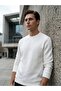 Horseman Loose Cut O Neck Quilted Ethnic Patterned White Sweatshirt - 4