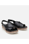 Women's Leather Black Adjustable Comfort Sandals - 2