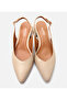 Women's Leather Beige Open Back Ballerinas - 5