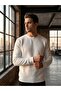 Horseman Loose Cut O Neck Quilted Ethnic Patterned White Sweatshirt - 2