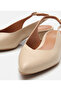 Women's Leather Beige Open Back Ballerinas - 3