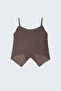 Ruffle Detailed Strappy Blouse - Brown - 7