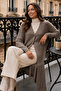 Patterned Long Mercerized Cardigan N3257 Mink - 2