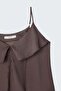 Ruffle Detailed Strappy Blouse - Brown - 6