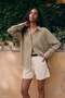 Lace Detailed Shirt - Camel - 2