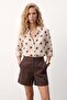 Polka Dot Patterned Shirt - Beige - 3