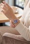 Heart Detailed Chain Cord Women Wristwatch Silver Navy Blue Color Pl-1558B5X - 3