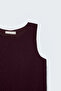 Textured Sleeveless Blouse - Burgundy - 4