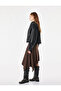 Slim Fit Asymmetrical Cut Midi Skirt with Flounce and Stitching Detail - 3