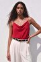 Strappy Collared Blouse - Red - 4