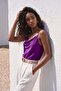 Strappy Collared Blouse - Purple - 3