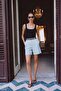 Linen Look Shorts - Baby Blue - 5