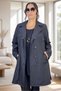 Wooden Button Detail Biblied Double-Breasted Women's Trench Coat in Medium Size