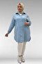 58091 Plus Size Muslin Shirt with Elastic Sleeves - Baby Blue - 4