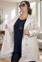 Wooden Button Detail Biblied Double-Breasted Women's Trench Coat in Medium Size - 7