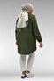 58091 Plus Size Muslin Shirt with Elastic Sleeves - Khaki - 6