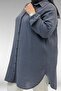 58091 Plus Size Muslin Shirt with Elastic Sleeves - Anthracite - 2