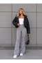 Women's Gray Spanish Leg Crepe High Waist Lycra Regenerating Leggings Pants - 5