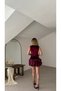 Women's Special-Occasion Chic Velvet Dress with a Balloon Skirt, Mini Length, and Shorts - 4