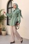Double Fabric Wide Leg Trousers with Belt -Beige - 3