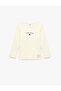 Ribbed Long Sleeve Crew Neck Printed Cotton T-Shirt - 5