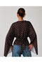 Women's Boat Neck Polka Dot Spanish Sleeve Slit Blouse - 2