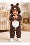 Girl Boy Baby Welsoft Plush Jumpsuit Hooded Zippered Winter Baby Romper Soft Fleece Astronaut Jumpsuit with Teddy Bear Figure - 2