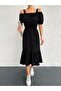 Women's Black Elastic Waist Strap Dress ARM-21K001214 - 2