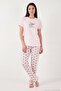 Cotton Regular Fit Patterned Crew Neck Pajamas Set Women's Pajama Set 65790784 - 4