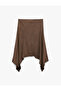 Slim Fit Asymmetrical Cut Midi Skirt with Flounce and Stitching Detail - 7