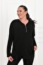 Women's Half Zipper Detailed Plus Size Blouse 1387-23 - 5