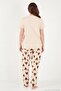 Cotton Regular Fit Patterned Crew Neck Pajamas Set Women's Pajama Set 65790784 - 7