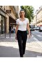 Mercerized Square Neck Slit Ribbed Short Sleeve Blouse