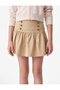 Cotton A-Line Buttoned Gabardine Above Knee Pleated Skirt - 4