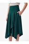 High Waist Asymmetrical Cut Below the Knee Skirt - 4