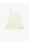 Ruffle Detailed Cotton Sleeveless Crew Neck Bow Blouse - 4
