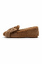 Nora Mink Soft Plush Non-Slip Sole Women's Ballerina Slippers with Bow Accessories - 6