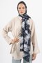 Flower Pattern Cotton Shawl, Imported Fabric, High Quality & New Season Shawl, Rosea Collection " Black-Grey " - 3