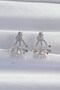 Brass Silver Color Zircon Stone Flat Bow Model Earrings - 2