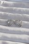 Brass Silver Color Bow Detail Heart Earrings with Pearls and Zircon Stone