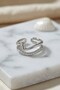 Silver Color Wavy and Zircon Stone Model Women's Ring