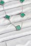 316L Steel Chain Silver Color Green Clover Women Necklace