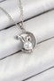 316L Steel Pearl Detailed Crescent Rabbit Model Silver Color Women's Necklace